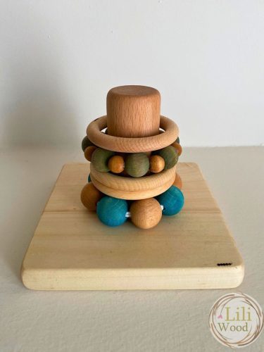 Pure Montessori Toys - Rágcsa torony, kék-zöld